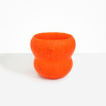 Dinosaur Designs Large Honeypot Vase in Tangerine — handcrafted marbled orange and clear resin vase with wide opening and rounded stacked bubble silhouette..