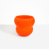 Dinosaur Designs Large Honeypot Vase in Tangerine — handcrafted marbled orange and clear resin vase with wide opening and rounded stacked bubble silhouette..
