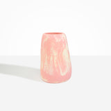 Dinosaur Designs Large Pebble Vase in Blossom — handcrafted marbled pink and cream resin vase with smooth rounded pebble form and narrow opening