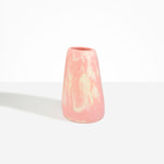 Dinosaur Designs Large Pebble Vase in Blossom — handcrafted marbled pink and cream resin vase with smooth rounded pebble form and narrow opening
