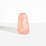 Dinosaur Designs Large Pebble Vase in Blossom — handcrafted marbled pink and cream resin vase with smooth rounded pebble form and narrow opening