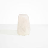 Dinosaur Designs Large Pebble Vase in Chalk Swirl — handcrafted marbled off-white and transparent resin vase with smooth rounded pebble form and narrow opening
