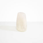 Dinosaur Designs Large Pebble Vase in Chalk Swirl — handcrafted marbled off-white and transparent resin vase with smooth rounded pebble form and narrow opening