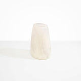 Dinosaur Designs Large Pebble Vase in Chalk Swirl — handcrafted marbled off-white and transparent resin vase with smooth rounded pebble form and narrow opening