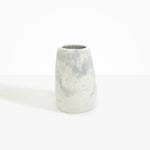 Dinosaur Designs Large Pebble Vase in Cloud — handcrafted marbled cream and grey resin vase with smooth rounded pebble form and narrow opening.