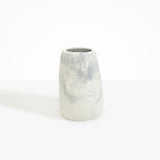 Dinosaur Designs Large Pebble Vase in Cloud — handcrafted marbled cream and grey resin vase with smooth rounded pebble form and narrow opening