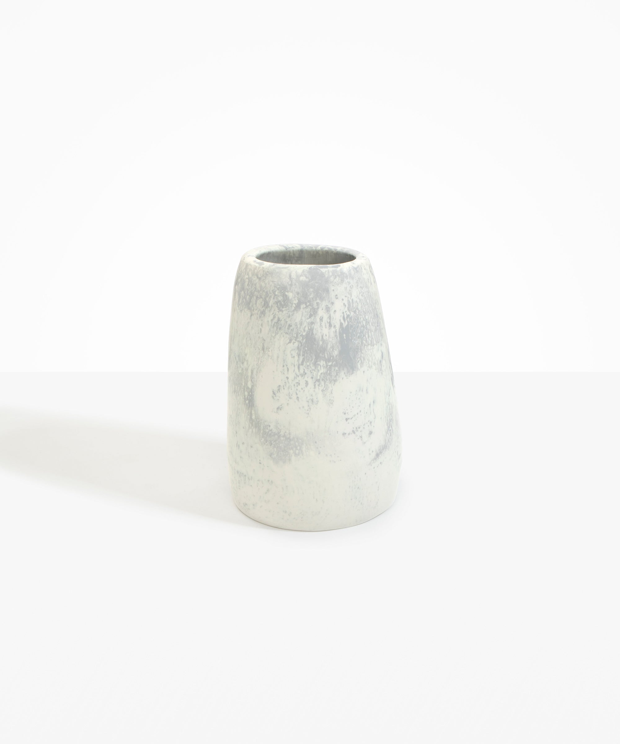 Dinosaur Designs Large Pebble Vase in Cloud — handcrafted marbled cream and grey resin vase with smooth rounded pebble form and narrow opening