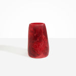 Dinosaur Designs Large Pebble Vase in Cranberry — handcrafted marbled red and transparent resin vase with smooth rounded pebble form and narrow opening