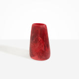 Dinosaur Designs Large Pebble Vase in Cranberry — handcrafted marbled red and transparent resin vase with smooth rounded pebble form and narrow opening