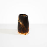 Dinosaur Designs Large Pebble Vase in Dark Horn — handcrafted marbled brown, black and pearlescent gold resin vase with smooth rounded pebble form and narrow opening