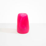 Dinosaur Designs Large Pebble Vase in Flamingo — handcrafted marbled pink and transparent resin vase with smooth rounded pebble form and narrow opening
