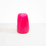 Dinosaur Designs Large Pebble Vase in Flamingo — handcrafted marbled pink and transparent resin vase with smooth rounded pebble form and narrow opening
