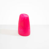 Dinosaur Designs Large Pebble Vase in Flamingo — handcrafted marbled pink and transparent resin vase with smooth rounded pebble form and narrow opening