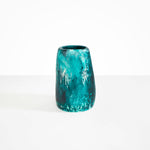 Dinosaur Designs Large Pebble Vase in Lagoon — handcrafted marbled blue, cream and clear resin vase with smooth rounded pebble form and narrow opening