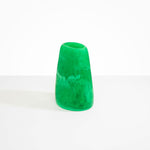 Dinosaur Designs Large Pebble Vase in Leaf — handcrafted marbled green and transparent resin vase with smooth rounded pebble form and narrow opening