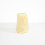 Dinosaur Designs Large Pebble Vase in Lemon — handcrafted marbled yellow and transparent resin vase with smooth rounded pebble form and narrow opening