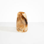 Dinosaur Designs Large Pebble Vase in Light Horn — handcrafted marbled brown, cream and clear resin vase with smooth rounded pebble form and narrow opening