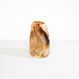 Dinosaur Designs Large Pebble Vase in Light Horn — handcrafted marbled brown, cream and clear resin vase with smooth rounded pebble form and narrow opening