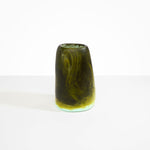 Dinosaur Designs Large Pebble Vase in Malachite — handcrafted marbled green and blue resin vase with smooth rounded pebble form and narrow opening
