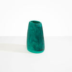 Dinosaur Designs Large Pebble Vase in Mineral Swirl — handcrafted marbled teal and transparent resin vase with smooth rounded pebble form and narrow opening