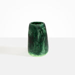Dinosaur Designs Large Pebble Vase in Moss — handcrafted marbled green resin vase with smooth rounded pebble form and narrow opening