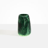 Dinosaur Designs Large Pebble Vase in Moss — handcrafted marbled green resin vase with smooth rounded pebble form and narrow opening