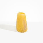 Dinosaur Designs Large Pebble Vase in Pollen — handcrafted marbled yellow and transparent resin vase with smooth rounded pebble form and narrow opening