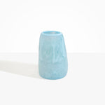 Dinosaur Designs Large Pebble Vase in Pool — handcrafted marbled blue and transparent resin vase with smooth rounded pebble form and narrow opening