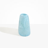 Dinosaur Designs Large Pebble Vase in Pool — handcrafted marbled blue and transparent resin vase with smooth rounded pebble form and narrow opening