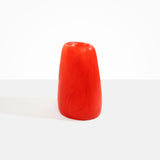 Dinosaur Designs Large Pebble Vase in Poppy — handcrafted marbled red and transparent resin vase with smooth rounded pebble form and narrow opening