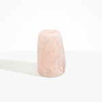 Dinosaur Designs Large Pebble Vase in Rose Swirl — handcrafted marbled pink and transparent resin vase with smooth rounded pebble form and narrow opening