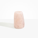 Dinosaur Designs Large Pebble Vase in Rose Swirl — handcrafted marbled pink and transparent resin vase with smooth rounded pebble form and narrow opening