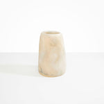 Dinosaur Designs Large Pebble Vase in Sandy Pearl — handcrafted marbled beige, grey and pearlescent resin vase with smooth rounded pebble form and narrow opening