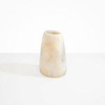 Dinosaur Designs Large Pebble Vase in Sandy Pearl — handcrafted marbled beige, grey and pearlescent resin vase with smooth rounded pebble form and narrow opening