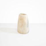 Dinosaur Designs Large Pebble Vase in Sandy Pearl — handcrafted marbled beige, grey and pearlescent resin vase with smooth rounded pebble form and narrow opening