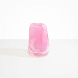 Dinosaur Designs Large Pebble Vase in Shell Pink — handcrafted marbled pink and transparent resin vase with smooth rounded pebble form and narrow opening