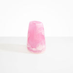 Dinosaur Designs Large Pebble Vase in Shell Pink — handcrafted marbled pink and transparent resin vase with smooth rounded pebble form and narrow opening