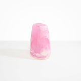 Dinosaur Designs Large Pebble Vase in Shell Pink — handcrafted marbled pink and transparent resin vase with smooth rounded pebble form and narrow opening