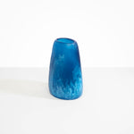 Dinosaur Designs Large Pebble Vase in Sky — handcrafted marbled blue and transparent resin vase with smooth rounded pebble form and narrow opening