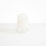 Dinosaur Designs Large Pebble Vase in Snow Swirl — handcrafted marbled white and transparent resin vase with smooth rounded pebble form and narrow opening
