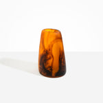 Dinosaur Designs Large Pebble Vase in Tortoise — handcrafted marbled amber and black resin vase with smooth rounded pebble form and narrow opening