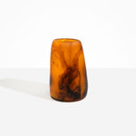 Dinosaur Designs Large Pebble Vase in Tortoise — handcrafted marbled amber and black resin vase with smooth rounded pebble form and narrow opening
