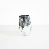 Dinosaur Designs Large Pebble Vase in White Marble — handcrafted marbled white and black resin vase with smooth rounded pebble form and narrow opening
