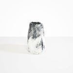 Dinosaur Designs Large Pebble Vase in White Marble — handcrafted marbled white and black resin vase with smooth rounded pebble form and narrow opening