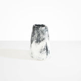 Dinosaur Designs Large Pebble Vase in White Marble — handcrafted marbled white and black resin vase with smooth rounded pebble form and narrow opening