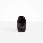Dinosaur Designs Medium Pebble Vase in Dark Plum — handcrafted marbled dark purple and lilac resin vase with smooth rounded pebble form and narrow opening