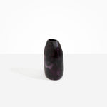 Dinosaur Designs Medium Pebble Vase in Dark Plum — handcrafted marbled dark purple and lilac resin vase with smooth rounded pebble form and narrow opening