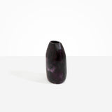 Dinosaur Designs Medium Pebble Vase in Dark Plum — handcrafted marbled dark purple and lilac resin vase with smooth rounded pebble form and narrow opening