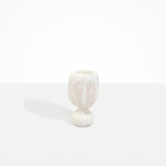 Dinosaur Designs Small Rockpool Vase in Chalk Swirl — handcrafted marbled off-white resin vase with rounded bulbous body and small spherical pedestal base