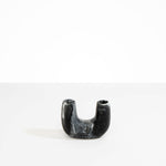 Dinosaur Designs Mini Branch Vase in Black Marble —  marbled black and white resin decorative vase with chunky U-shaped arch form and twin openings